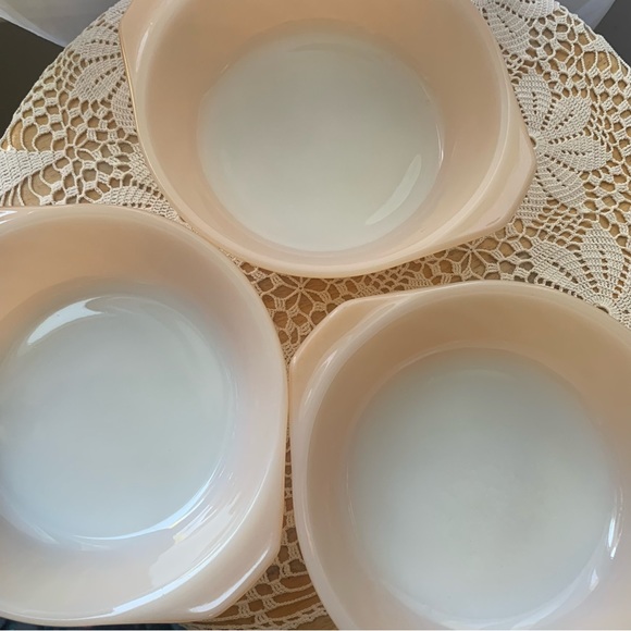 Vintage peach Fire King lustreware ovenware ramekins - Picture 4 of 5